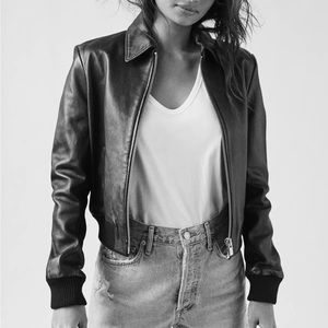 Aritzia Lou Real Leather Bomber Jacket